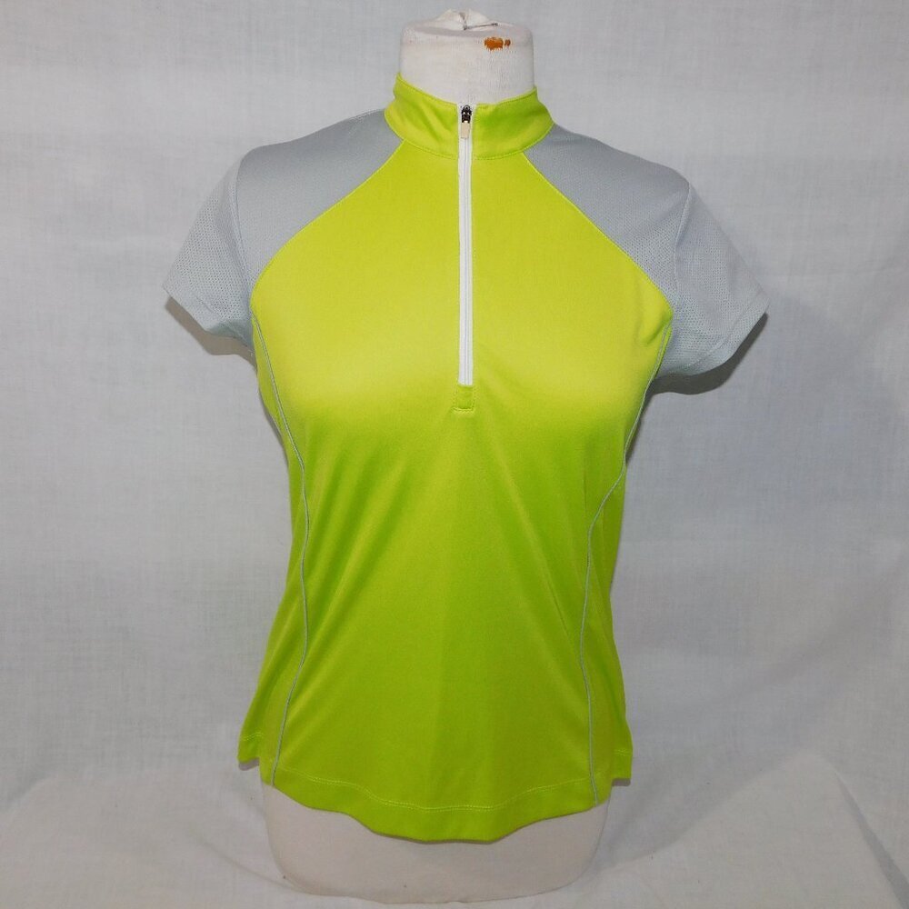 Callaway Neon Green / Yellow Gray 1/4 Zip Golf Polo Shirt Womens M